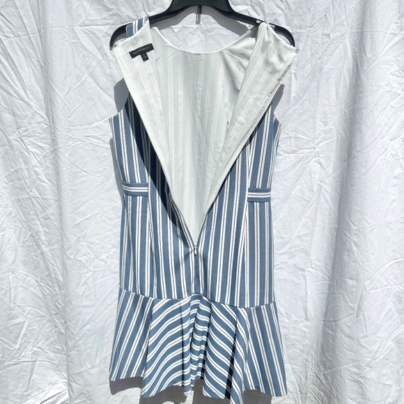 J. Crew Pinstripe Blue and White Nautical Midi Length Sleeveless Dress Lined - Picture 4 of 4